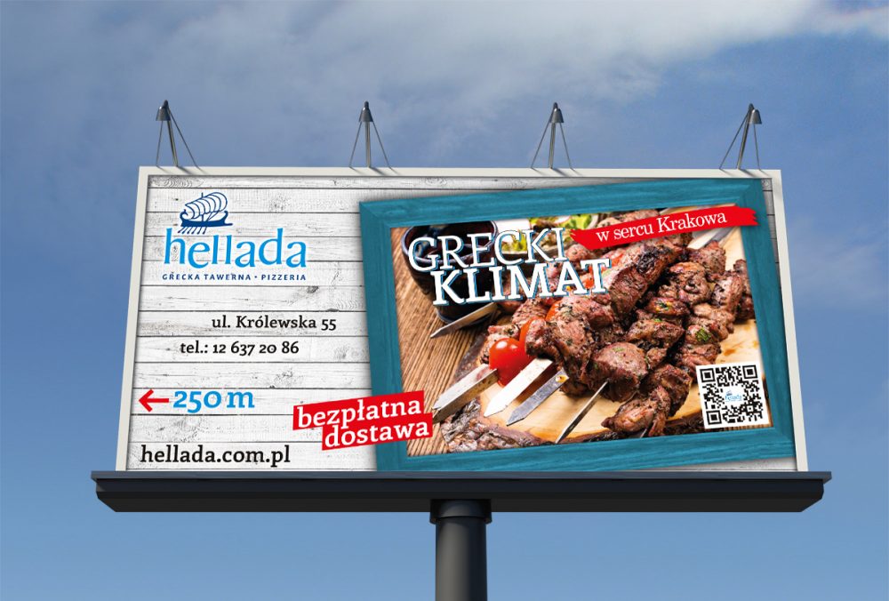 Tawerna Hellada – billboard promujący restaurację